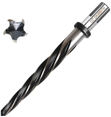 1/2” Bridge Construction Reamer Drill Bit, M2 HSS Taper Chucking Reamer for Steel Alloy Metal Wood Plastic, 1/2 Non-Slip Shank, 5-Spiral Flutes Car Reamer, to Align or Enlarge Holes, 12mm