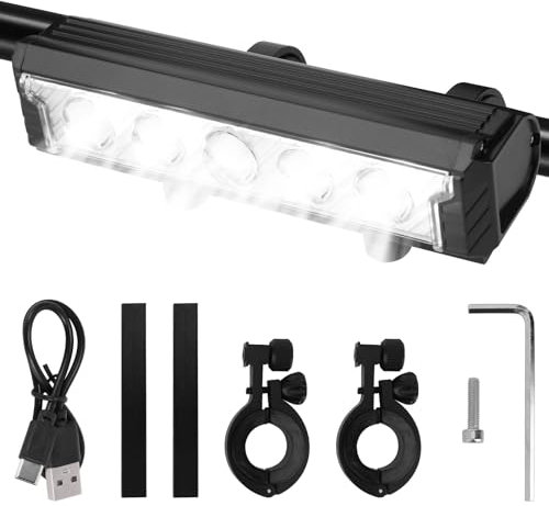 Bike Lights Set USB Rechargeable, 2800LM Super Bright Bike Front Light Flashlight 5 Lighting Modes, 4800 mAh Waterproof Bicycle Lights for All Bike Mountain