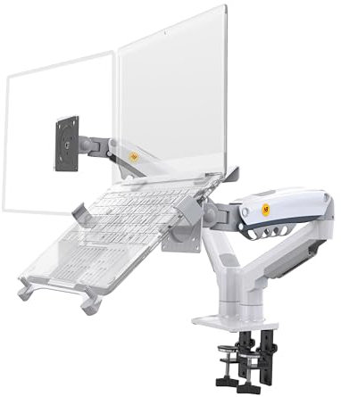 NB North Bayou Soporte del Monitor y Portatil para Pantallas Soporte 2 en 1, para Computadoras Portátiles de 10-17'' y Pantallas de Computadoras de 17-27'', Carga 2-9 kg VESA 75/100 F160-FP Blanco
