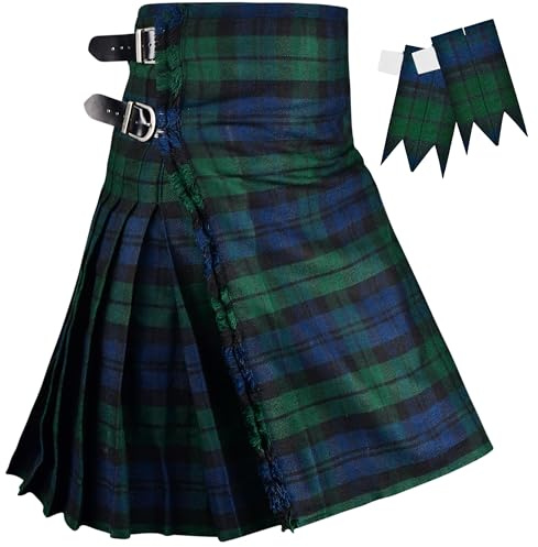 H HIGHLAND REDSTONE Kilt for Men - 16oz Traditional Scottish Tartan, 5 Yards Premium Acrylic Wool Kilts