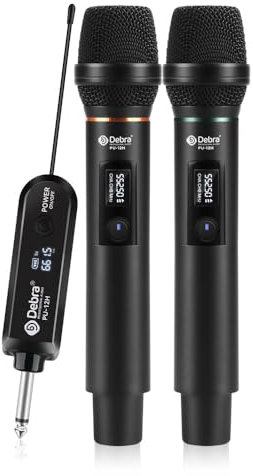 Wireless Microphone UHF Cordless Handheld Dynamic for Karaoke, Wedding, DJ, Party, Speech, Church & Classroom Use, with Rechargeable Receiver, 50m Range