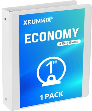 1-inch 3-Ring Binders, 1'' Round Rings Binder, US Letter Size 8.5 x 11'', 200 Sheet Capacity, ClearVue Presentation View, Non-Stick, White (1)