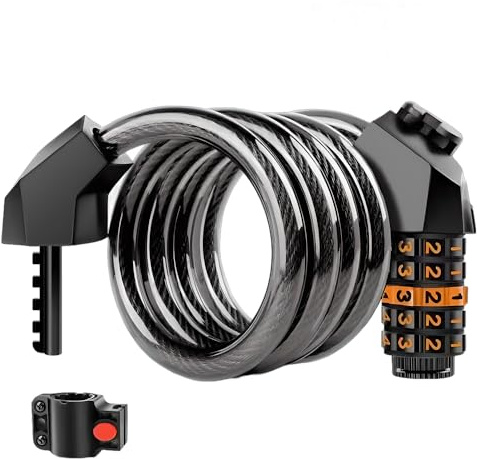 Antivol Velo Cadenas de Velos Long 120cm 12mm Cable Antivol avec Code à 5 Chiffres Antivol Vélo Code Cadenas Velo Antivol Vélo Câble Antivol Antivols de Vélo pour Enfants VTT Scooter Motos