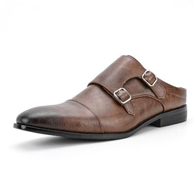 MGGMOKAY Homme Cuir Oxford Brogues Hommes sans Lacet Bout Pointu Chaussures Hommes Chaussures d'affaires,Brun,44