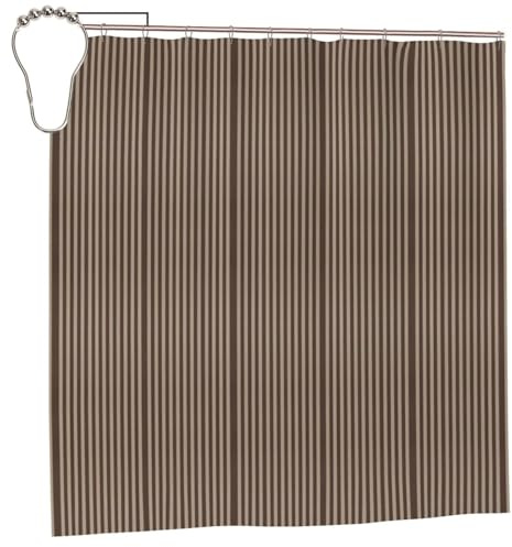 FSCEV Brown Strip Shower Curtain 72x72in Bathroom Bathtub Supplies Protecting Privacy Long Shower Curtain