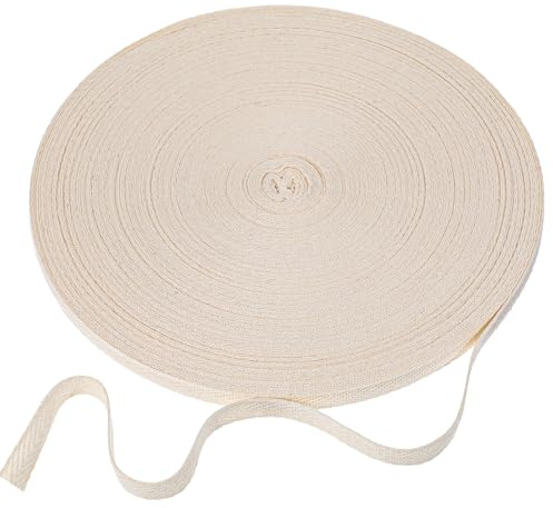 50 m Schrägband Buchbindeband, 1 cm Natur Baumwoll Köperband, Weiches Beige Fischgräten Baumwollband für DIY Bastelnähen, Wohnkultur, Handtasche Tragetasche