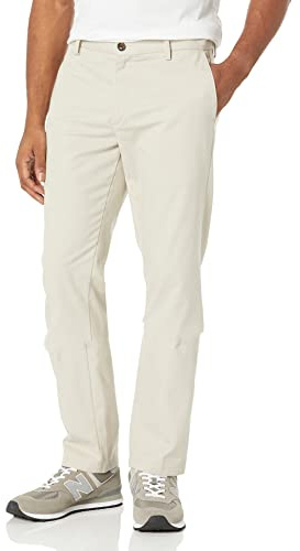 Amazon Essentials Men's Slim-Fit Wrinkle-Resistant Flat-Front Chino Pant, Stone, 34W x 30L