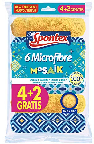 Spontex Mosaik - Pack de 6 Bayetas de Microfibra