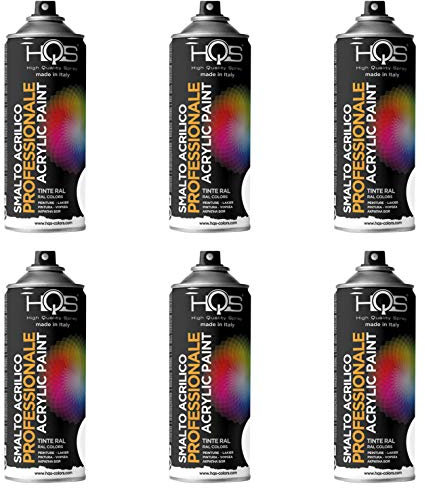 6 PZ BOMBOLETTA SPRAY SMALTO ACRILICO 400 ML BOMBOLETTA RAL ACRILICA NERO OPACO RAL 9005