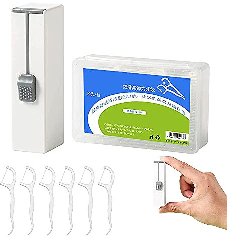 DOUFAN Supporto automatico per filo interdentale, distributore portatile di filo interdentale professionale con 60 pezzi per pulizia dentale