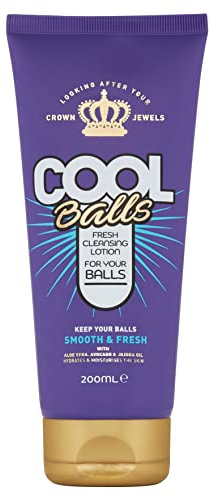 Cool Balls Lotion Nettoyante Fraîche 200ml | Cadeau fantaisie de luxe avec aloe vera, avocat, huile de jojoba pour Bollocks | Cadeau de fête des pères, cadeaux de Noël pour adultes pour hommes
