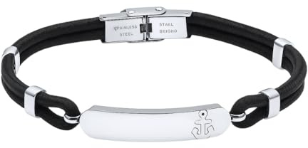 amorili Bracciale Ancora Uomo Personalizzato in Acciaio Inox e Corda | Personalizzabile con Incisione | Gioiello Nautico Moderno e Resistente | Idea Regalo Unica bcc1364c