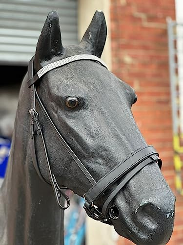 STARLIGHT LEATHER PADDED COMFORT BRIDLE WITH CRYSTAL BROWBAND FULL TO SHETLAND (Pony, Black)