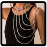 Clataly Sexy U-förmige Naps One-Schulter Körper Kette Halskette Körper Zubehör Schmuck für Frauen und Mädchen (Silber)