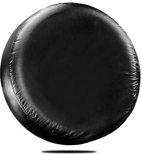 WSSROGY 15 Inch Spare Tire Cover Waterproof Dustproof PU Leather Tough Tire Wheel Cover Fit for Jeep Wrangler Trailer RV SUV Truck Travel (Black, for Diameter 27 - 29)