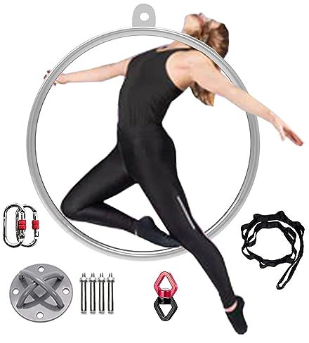 UIHECTA Lyra Hoop Set, Luftreifen, Single Point Hoops Zirkus, Aerial Yoga AusrüStung, Antennenringsatz, Edelstahlreifen, FüR AnfäNger, Profis Und Manege,A,Diameter 80cm