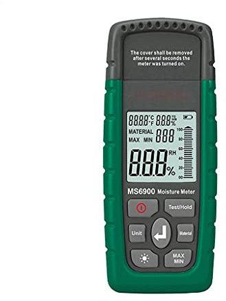 MS6900 Tragbares digitales Holz- und Holzfeuchtemessgerät, LCD-Hygrometer, Temperatur- und Feuchtigkeitsmessgerät