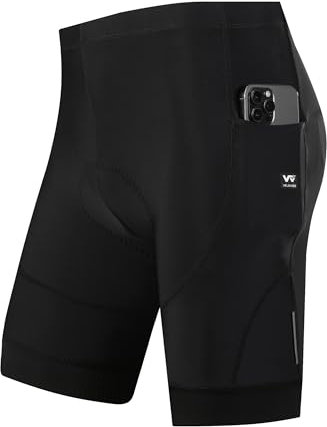 VeloVibe Radlerhose Herren Gepolstert mit Handytaschen, Schwarz, 3XL, Herren, Radfahren, Fahrradshorts, Radlerhose