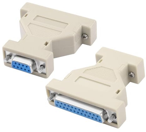 MEIRIYFA DB9 to DB25 Serial Coupler Adapter,DB9 Female to DB25 Female RS-232 Serial Gender Changer at Modem Adapter Connetor for PC Serial Devices -2PCS (DB9 Female to DB25 Female)