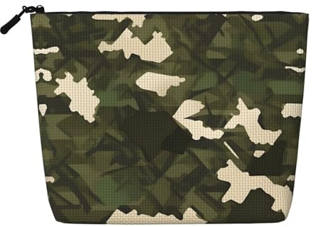 SamLng Organizador de artículos de tocador versátil de camuflaje militar: bolsa de maquillaje de cáñamo falso, bolsa de aseo de viaje, bolsa de accesorios de maquillaje cosméticos, color negro, talla