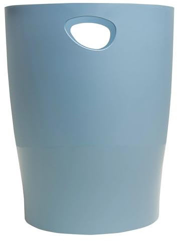 Exacompta - Ref 45370D - Box of 8 Waste Paper Bins with Handles ECOBIN Autentik - Large Capacity 15 L - Dimensions 26.3 x 26.3 x 33.5 cm - Office or Home - Blue Grey