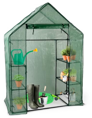 Kinzo Växthus växthus 143 x 73 x 195 cm – trädgårdsväxthus med 6 våningar – kompakt växthus för odling av grönsaker och växter – transparent och grönt
