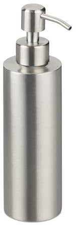Relaxdays Dispenser di Sapone Liquido Manuale, 300 ml, Portasapone Ricaricabile, Accessorio Bagno e Cucina, Argentato, Acciaio Inox, Plastica