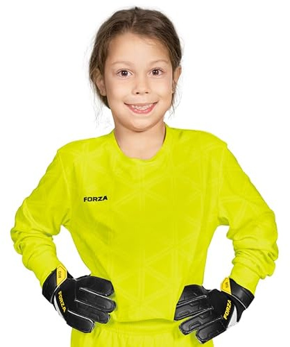FORZA Långärmad skjorta för barn | ungdoms fotbollströja med snabbtorkande tyg - åldrarna 5-14, Fluro gul, 11-12 Years