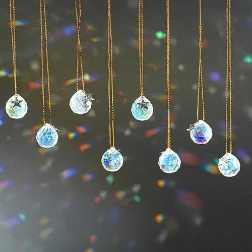 24 Pcs 20mm AB Color Crystal Ball Prism Suncatcher Window Hanging Decor | AB Color Crystal Ball Prism Suncatcher Pendants 24 Pcs 20mm 2026 Rainbow Maker for Chandelier Window Garden Party DIY Decor