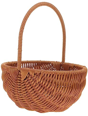 OFFSCH Cesta de Pascua Rectangular Tejida Mano con Asa Mini Cesta de Almacenamiento para Fiestas Decoración para Hogar y para Dulces y Huevos Pequeños