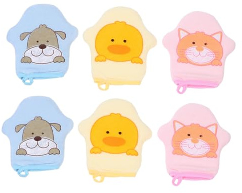 6 Stück-pack Cartoon Badehandschuhe für Kinder und Babys