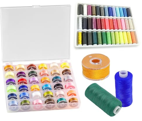 YOYEAH Set Filati Cucire 72 Pezzi per Macchina, Filo Poliestere 36 Colori (Bobine 400m), Resistenti agli Strappi per Cucito, Ricamare, Fai-da-Te, Accessori per Macchine da Cucire