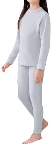 Thermounterwäsche Kinder Unisex Merinowolle Thermoset für Jungen Mädchen Baby Winter Herbst Warm Bequem Skiunterwäsche Herfstondergoedset Gymnastikanzug Trainingsanzug (Grey, 13-14 Years)