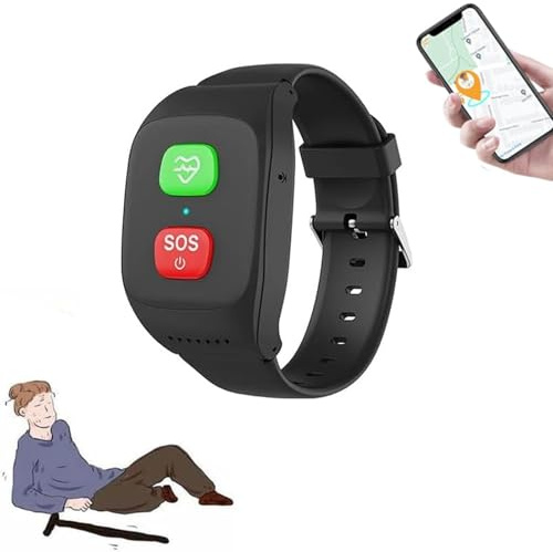 SOS Seniors Bracelet with Fall Detection, Elderly Fall Alert Smart Watch, GPS Safety Bracelet for Seniors, Emergency Assist Button Location Tracker 4G Phone Calling, Gifts for Elderly Mom, Father