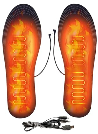 Electric Heated Insoles, Cuttable Warming Pads for Cold Weather, USB Thermal Soles for Men Women for Skiing Cycling Snowboarding Ice Fishing