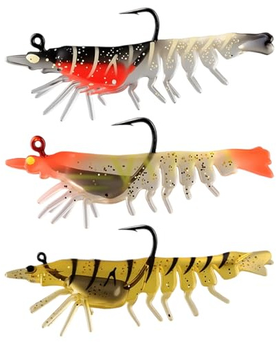 Räkformade fiskebeten tillverkade av mjuk PVC - Livfullt och Verklighetstroget PVC Simmandebete,Fiskeredskap Räkbete Jiggar,för Abborre Öring Crappie Snook Gädda Lax