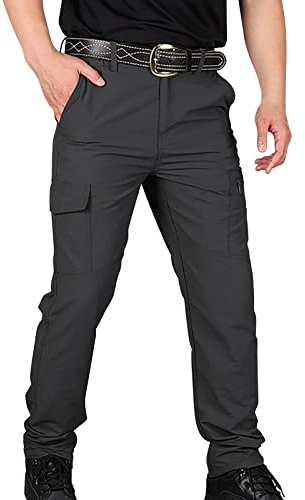 Generiska cargobyxor herr säckig långa, vandringsbyxor herr lätta utomhusbyxor snabbtorkande sweatpants med fickor vandringsbyxor vattentäta fältbyxor sportiga fritidsbyxor tunna träningsbyxor