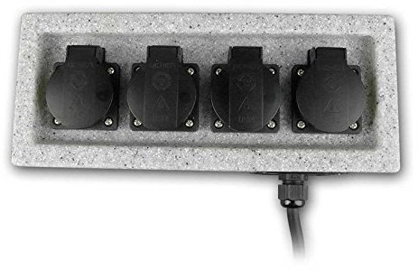 Toma de corriente de jardín de 4 pliegues, IP44, montaje en pared/tierra