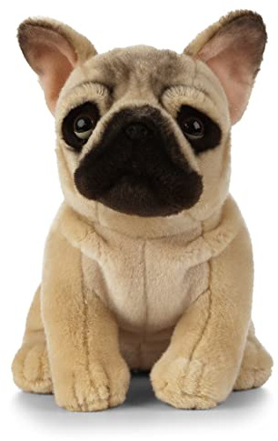 Living Nature French Bulldog, Realistic Soft Cuddly Sitting French Bulldog Toy, 21cm