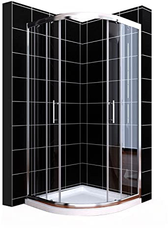 ELEGANT 800 x 800mm Offset Quadrant Shower Enclosure 6mm Tempered Sliding Glass Cubicle Door