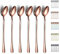 Rose Gold Iced Spoon,Kyraton Stainless Steel 7.5 Long Handle Mixing Spoon with Copper Titanium Plating,Ice Cream Spoon, Stirring Bar Spoon, Cocktail Spoon, Latte Spoon Pack of 6