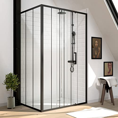 Pack Paroi porte de douche serigraphiee - 140x200cm + Paroi retour - 90x200 cm - PORTE COULISSANTE
