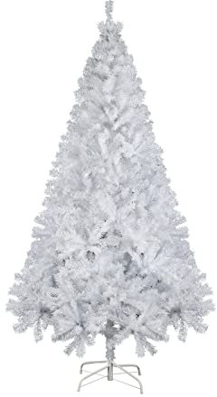 SALCAR Arbol de Navidad Blanco Artificial 180 cm, Árbol de Navidad Nevado con Guantes y 735 Puntas de Rama Soporte de Metal, Montaje Rápido, Ignífugo, Abeto