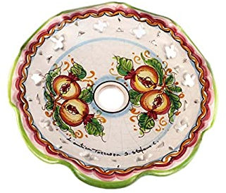 Coppa grande 30 cm in ceramica siciliana Santo Stefano di Camastra attacco grande E27 ricambio per lampadario sospensione decoro melograni