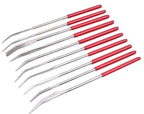Bestgle 10 Pcs Mini Lima di Aghi Diamantati Set, 3 mm x 140 mm Mini Diamond Files Mini Diamante Rivestito in Titanio per Strumento di Modellazione in Metallo