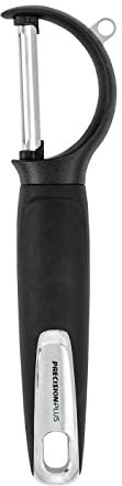 Tower T832196 Precision Plus Traditional Peeler with Non-Slip Softtex Handle, DuraBlade Stainless Steel, BPA Free, Black