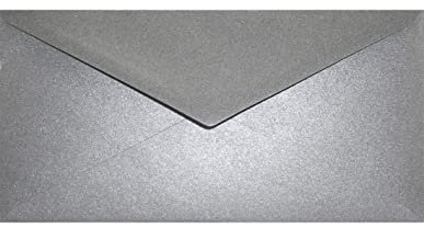 Netuno 25 Briefumschläge Perlmutt-Dunkel-Grau DIN lang 110x 220 mm 120g Aster Metallic Grey lange Briefhüllen elegant Perlmutt-Glanz-Umschläge DL lange Kuverts für Einladungskarten Grußkarten