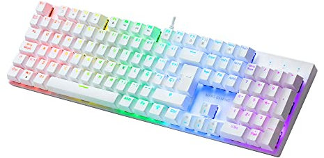 Mars Gaming MK422, Teclado Gaming Mecánico RGB Rainbow, Switch Azul, Teclas Doble Inyección, Funciones Multimedia, Modo Juego, Antighosting, Multiplataforma, Idioma Francés AZERTY, Blanco