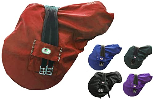 Majestic Ally Nylon Waterproof Fleece Lined Ride On English Saddle Cover-Multiple Color (Red)