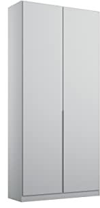 Rauch Möbel Alabama Drehtürenschrank Schrank Kleiderschrank Grau, 2-türig, Inklusive Zubehörpaket Basic, 1 Kleiderstange, 2 Einlegeböden, BxHxT 91x229x54 cm